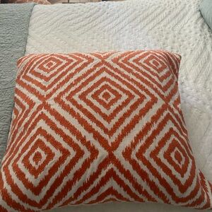 1 Orange and White Pottery Barn Ikat Pillow Cover Linen Blend